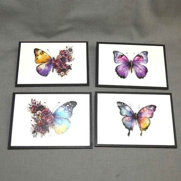 Set of 4 Handcrafted Multicolor Butterfly Gift Card Holders and Envelopes Unique - Picture 2 of 3